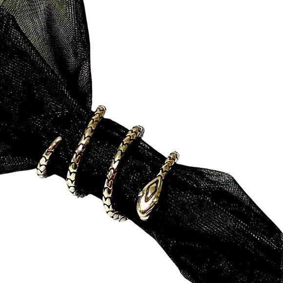 Antique Silver Coiled Ouroboros Textured Adjustable Snake Ring NEW - Picture 3 of 3
